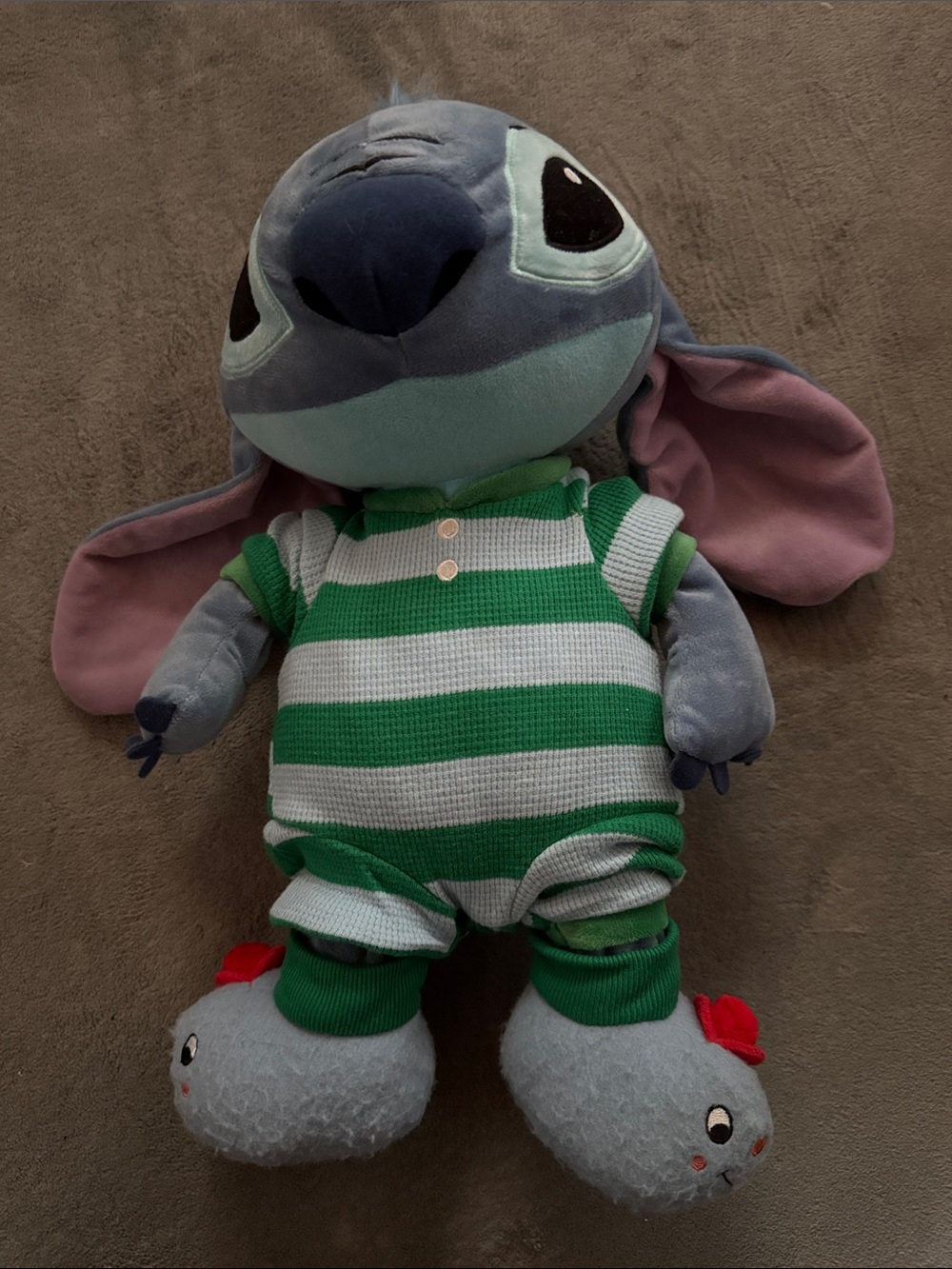 NWT Blue Plush Stitch-Inspired Striped Pajama Doll with Green Accents